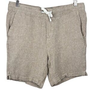 Tenth + Ocean Tan Washable Linen Cotton Blend Drawstring 3 Pocket Shorts M